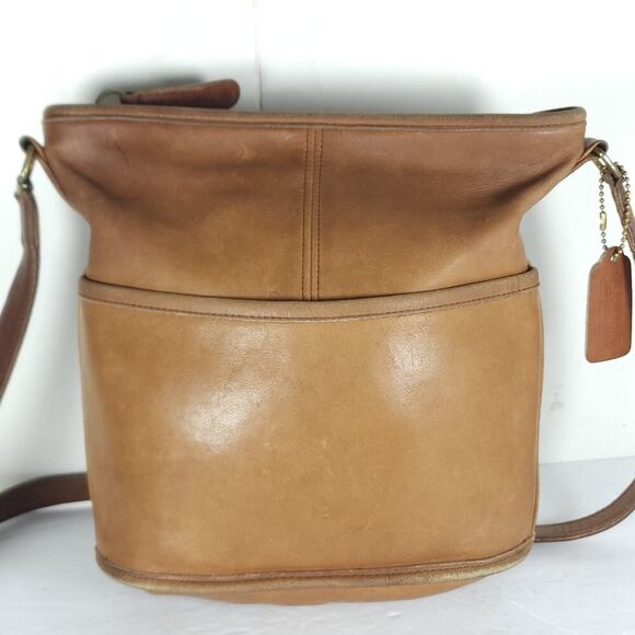 Coach Vintage Tan Leather Purse Shoulder Crossbody Bucket Bag 4807 - Picture 2 of 16